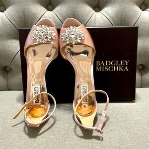 Badgley Mischka Sainte Heels. Blush Satin. 7.5